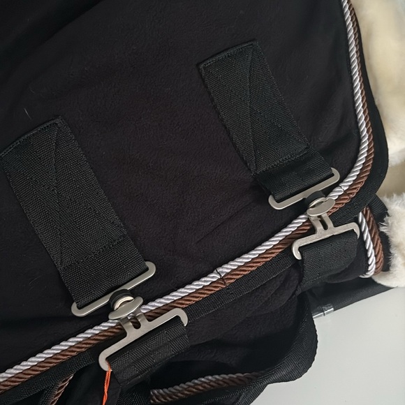 NWT Schockemohle Premium Fleece Rug w. Faux Fur Trim Black Size 81 - Picture 13 of 16